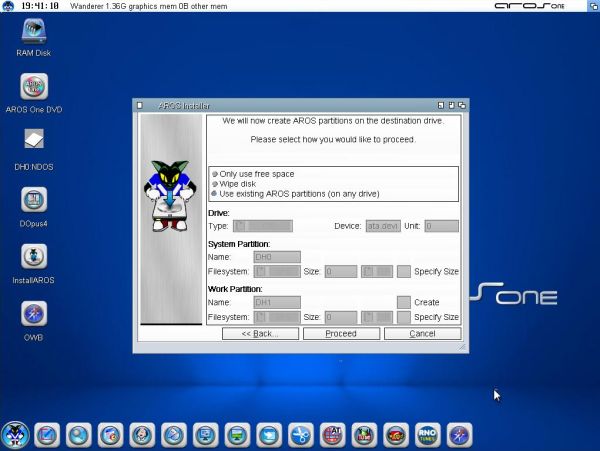 Installation of AROS One: Installing AROS on the newly created partition