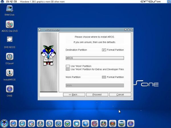 Installation of AROS One: Installation partition
