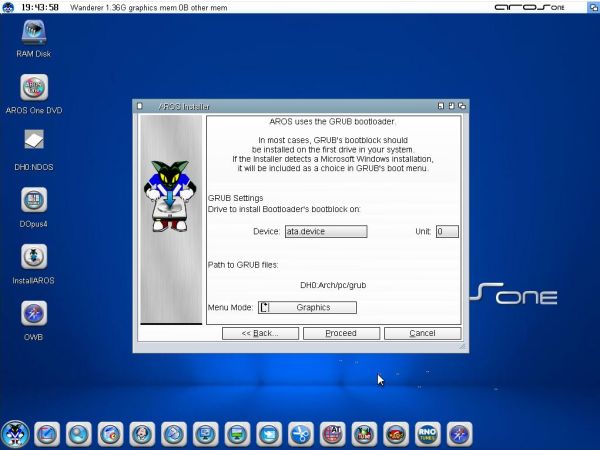 Installation of AROS One: Bootloader installation