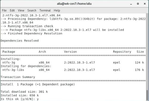 Enabling NTFS support on CentOS 7: Installing NTFS-3G [1]