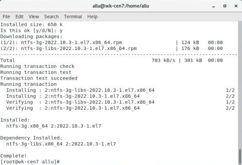 Enabling NTFS support on CentOS 7: Installing NTFS-3G [2]