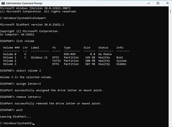 Running the command line tool 'diskpart' Running the command line tool 'diskpart'