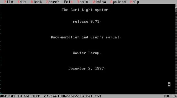 FreeDOS: Large text file opened in FTE Text Editor