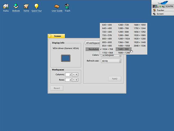 Installing Haiku: Increasing the screen resolution