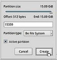 Installing Haiku: Creating a new partition [2]