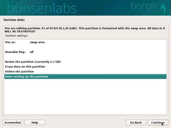 Linux triple boot: BunsenLabs Boron installation - Usage of the same swap partition as Bodhi Linux