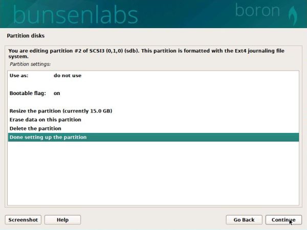 Linux triple boot: BunsenLabs Boron installation - Be sure not to touch the partition where Bodhi Linux is installed