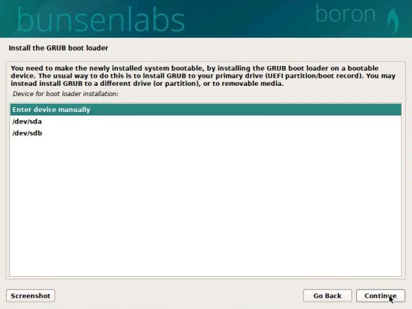 Linux triple boot: BunsenLabs Boron installation - Installation of GRUB to /dev/sdb3 [1]