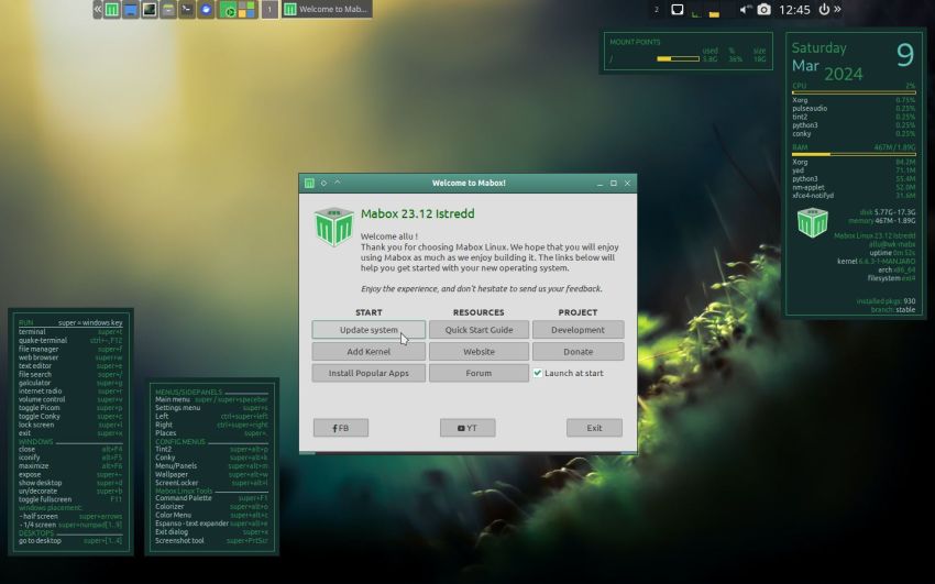 Updating Mabox Linux 23.12 using the 'Software Installer' GUI application