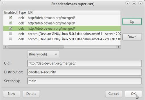 Updating Devuan Daedalus: Adding the devuan.org binary repositories