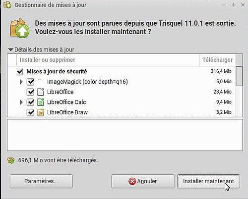 Updating Trisquel 11.0.1 LTS Aramo using 'Update Manager'