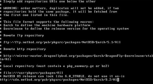 Updating NetBSD: Editing the binary repository configuration file (setting a HTTP URL)
