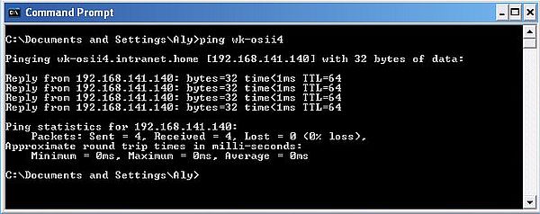 TCP/IP on OS/2 Warp 4.52: Network test - Sending an ICMP request from another computer on the LAN