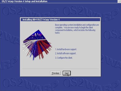 OS/2 Warp 4 installation: Client component - Installation tasks
