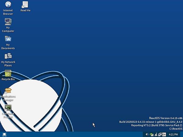 ReactOS: Desktop after successful installation