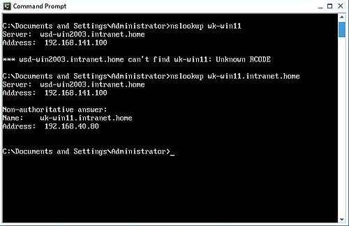 ReactOS: DNS resolution using 'nslookup'