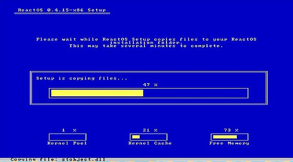 Installation of ReactOS: File copy