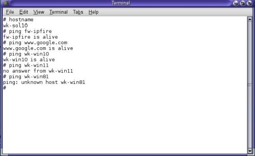 Solaris 10 host name and network connectivity test