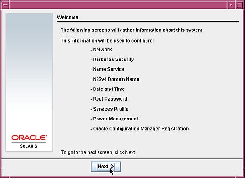 Installing Solaris 10: Welcome screen