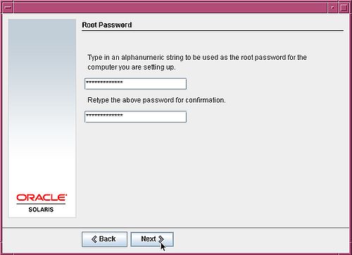 Installing Solaris 10: Setting the root password