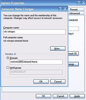 Windows Server 2003: Login from Windows XP - Configuring the domain [2]