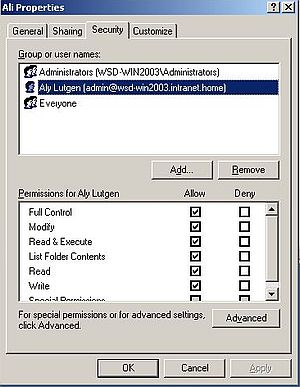 Windows Server 2003: File sharing - Adding NTFS rights for domain users [3]