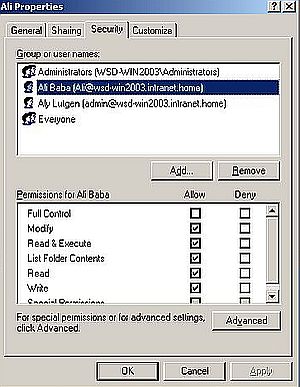 Windows Server 2003: File sharing - Adding NTFS rights for domain users [4]
