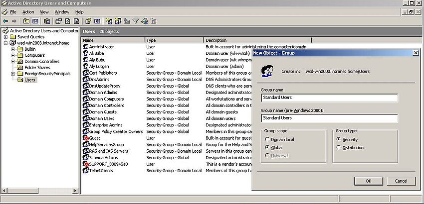 Windows Server 2003: Active Directory - Creating a user group