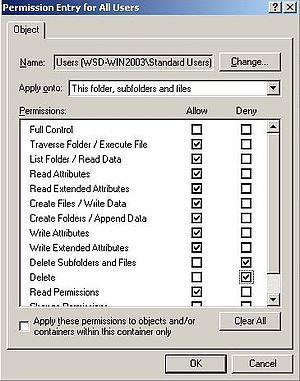 Windows Server 2003: File sharing - Denying the NTFS rights to delete files and folders [2]