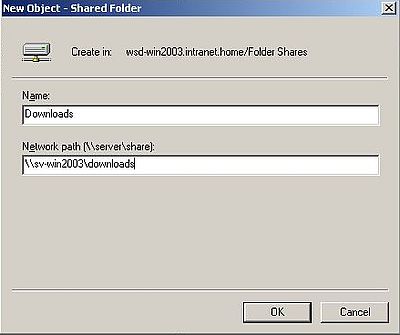 Windows Server 2003: File sharing - Adding the shares to Active Directory [4]