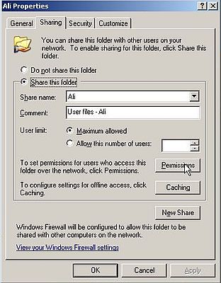 Windows Server 2003: File sharing - Choosing to share a folder
