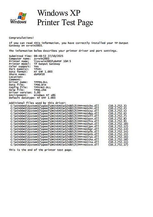 Windows Server 2003: Printer sharing - Test printing from a Windows XP client [2]