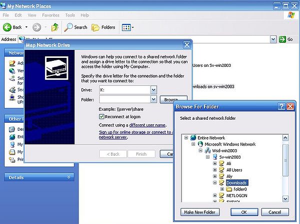 Windows Server 2003: Accessing the shares from Windows XP - Network drive mapping [1]