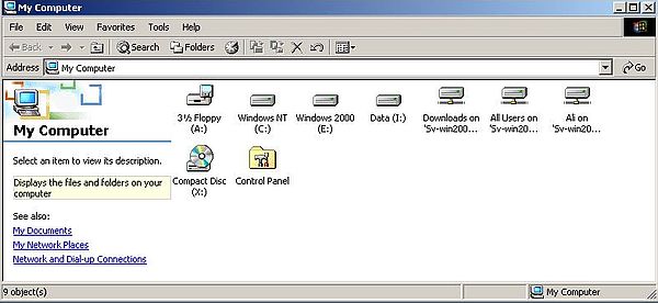 Windows Server 2003: Accessing the shares from Windows 2000 - Network drives in File Explorer