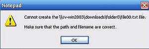 Windows Server 2003: Accessing the shares from Windows XP - Error when trying to save a file to a read-only share