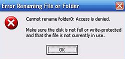 Windows Server 2003: Accessing the shares from Windows XP - Error when trying to rename a folder on a read-only share