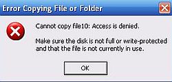 Windows Server 2003: Accessing the shares from Windows XP - Error when trying to copy a file to a read-only share