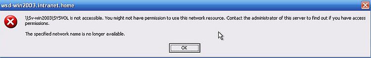 Windows Server 2003: Accessing the shares from Windows XP - Error because the server has been meanwhile shut down