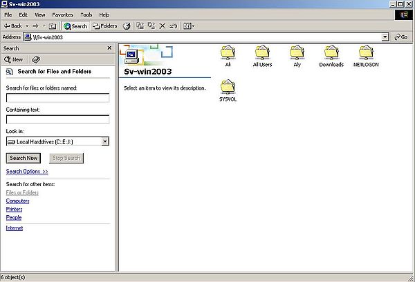 Windows Server 2003: Accessing the shares from Windows 2000 - Shared folders on the server