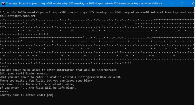 Generating a self-signed certificate with FireDaemon OpenSSL