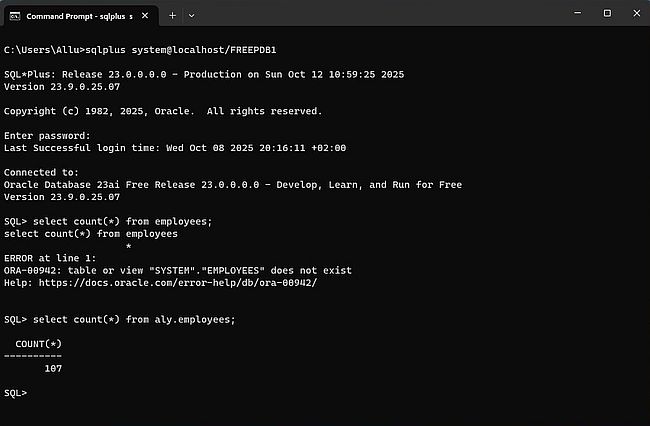 Selecting data from the Oracle Sample Database in sqlplus [2]