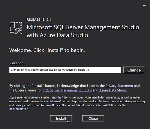 SQL Server Management Studio: Installation