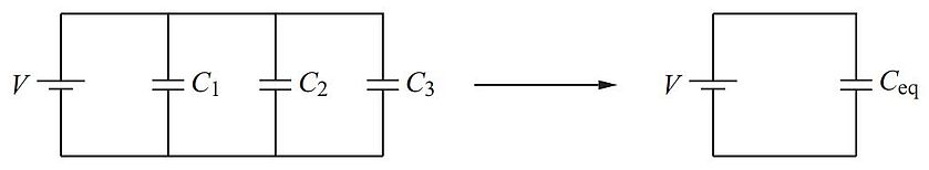 Capacitors connected in parallel - Circuit