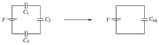 Capacitors connected in series - Circuit